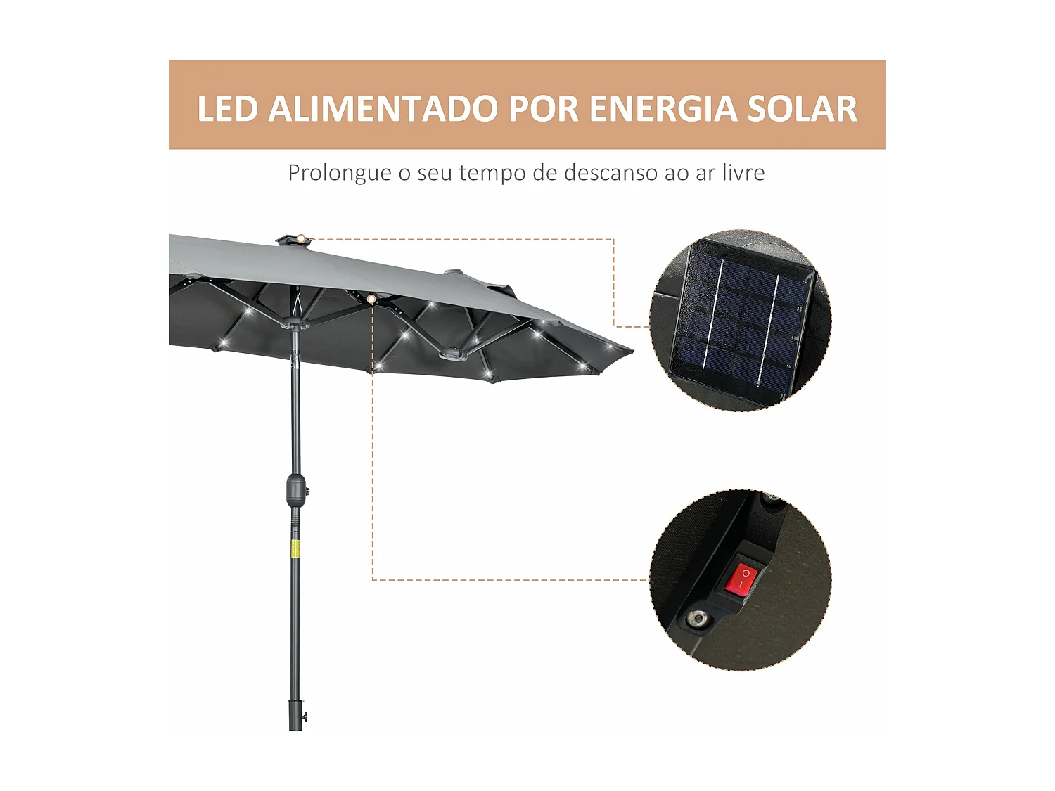 Guarda-sol Trento para Jardim – 295x150x219cm – Proteção Solar Elegante e Funcional