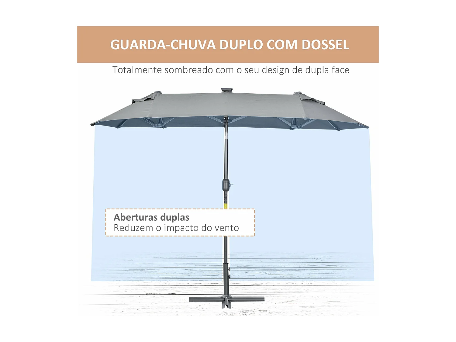 Guarda-sol Trento para Jardim – 295x150x219cm – Proteção Solar Elegante e Funcional