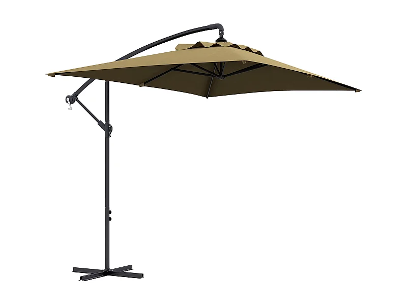 Chapéu de Sol Excêntrico Grande 294x193 cm com Manivela e Base Cruzada - Proteção UV para Jardim e Varanda