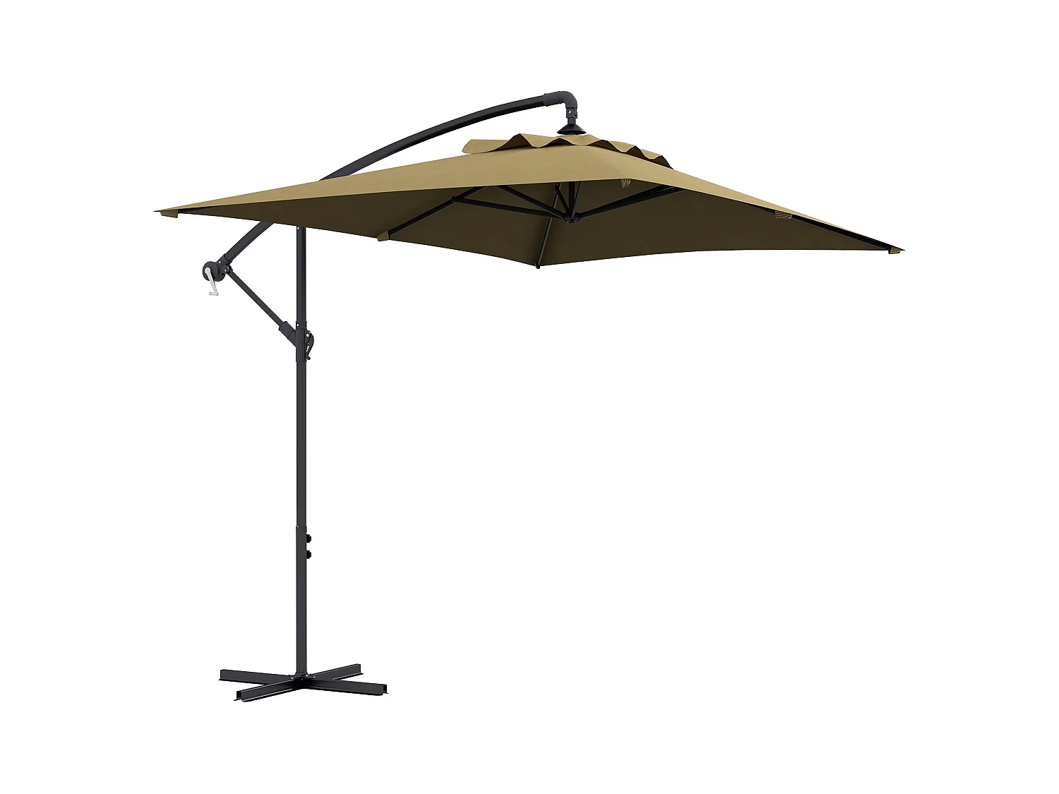 Chapéu de Sol Excêntrico Grande 294x193 cm com Manivela e Base Cruzada - Proteção UV para Jardim e Varanda
