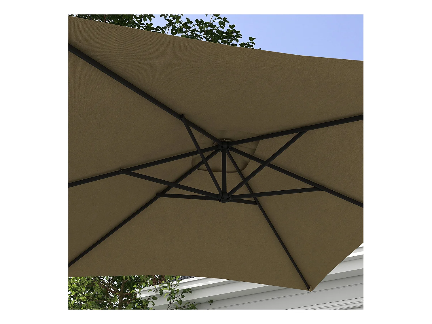 Chapéu de Sol Excêntrico Grande 294x193 cm com Manivela e Base Cruzada - Proteção UV para Jardim e Varanda