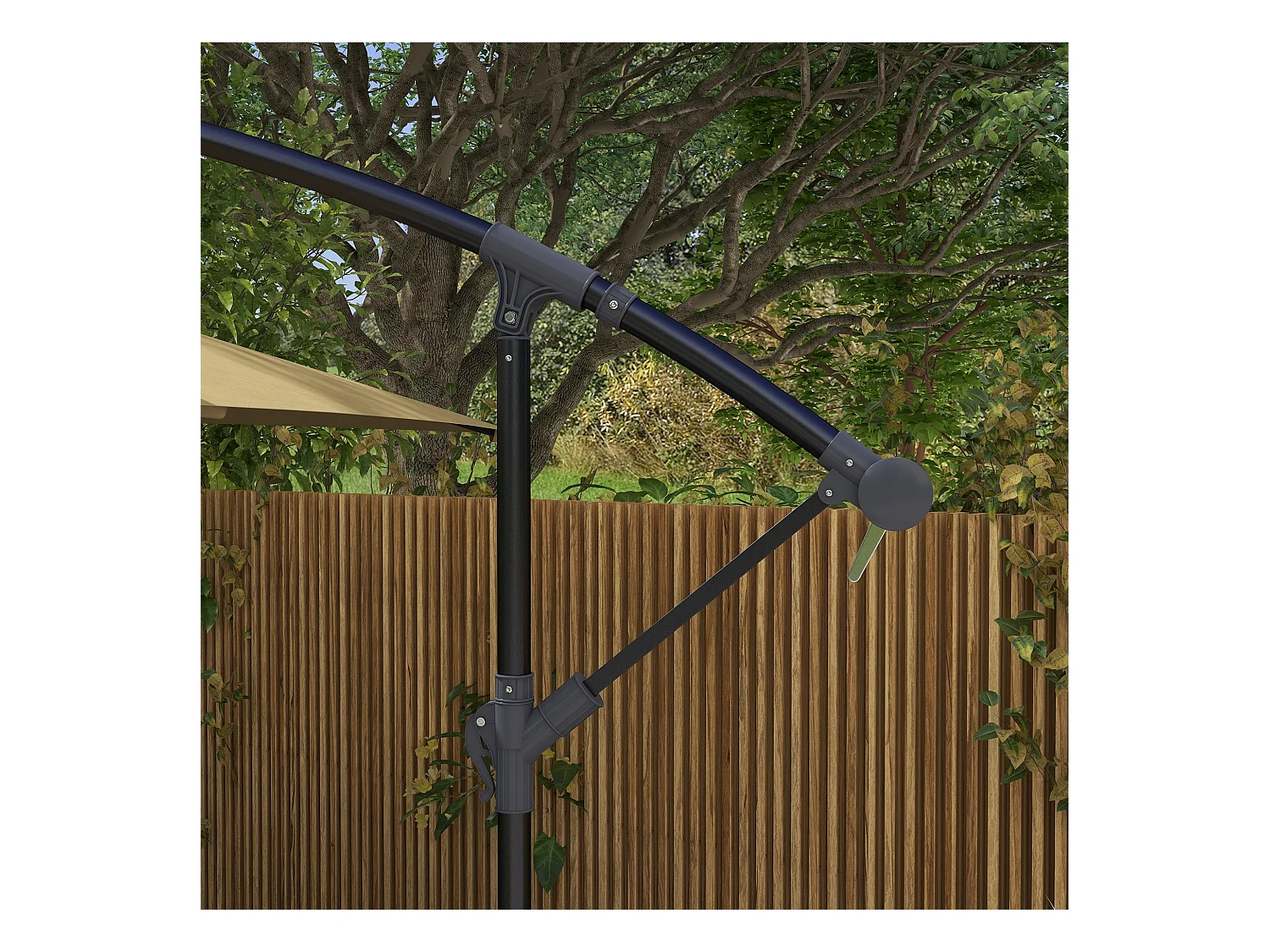 Chapéu de Sol Excêntrico Grande 294x193 cm com Manivela e Base Cruzada - Proteção UV para Jardim e Varanda