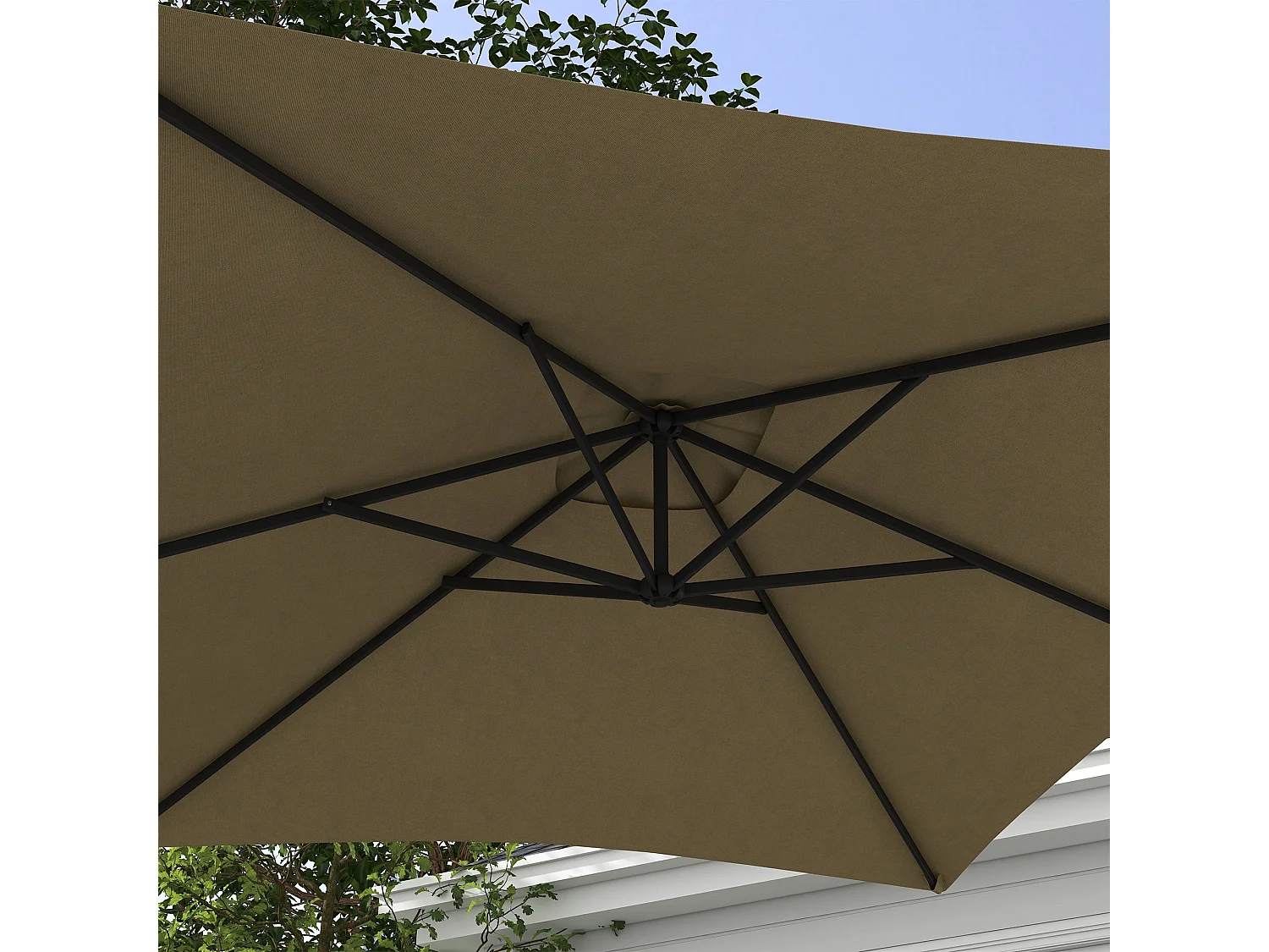 Chapéu de Sol Excêntrico Grande 294x193 cm com Manivela e Base Cruzada - Proteção UV para Jardim e Varanda