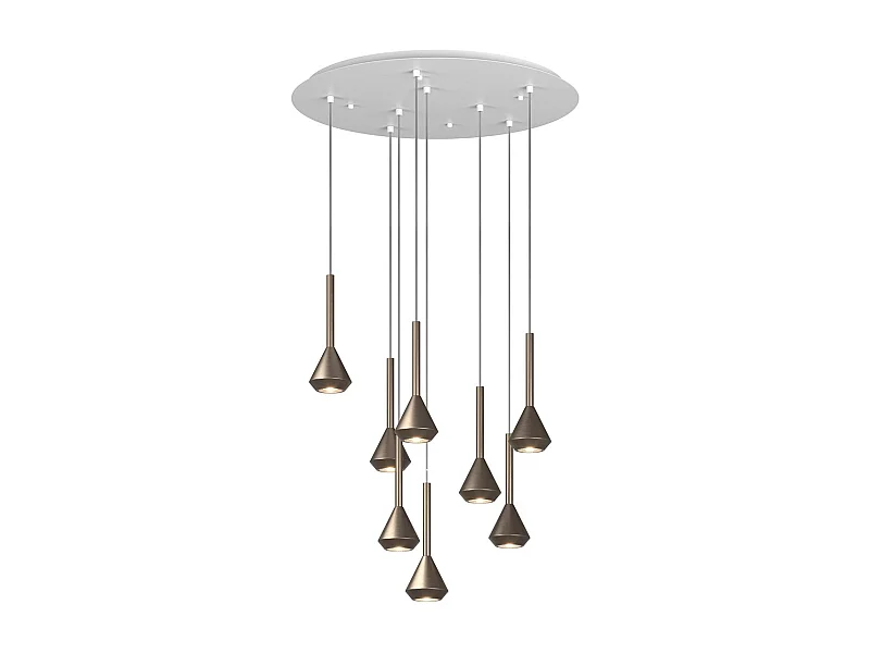 Aygo Sospensione 8 Luci Tonda Bronzo Con Cavo Cm.250 E Rosone Bianco