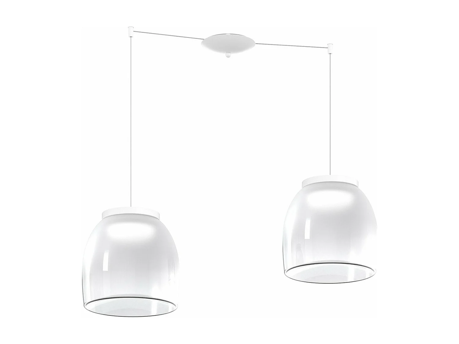 Drum Sosp. Spostabile Bianco 2 Luci Vetri Grandi Decoro Bianco