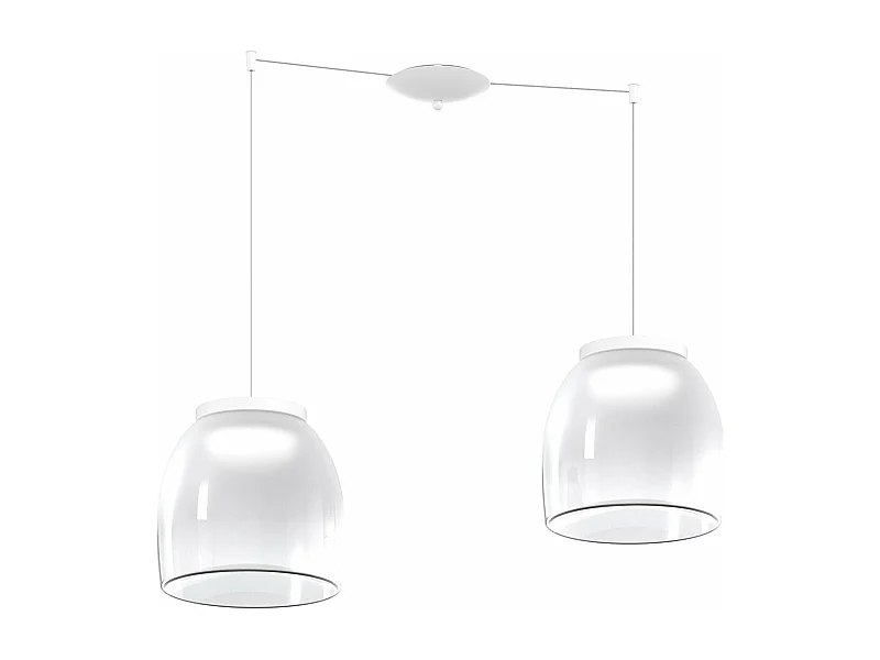 Drum Sosp. Spostabile Bianco 2 Luci Vetri Grandi Decoro Bianco