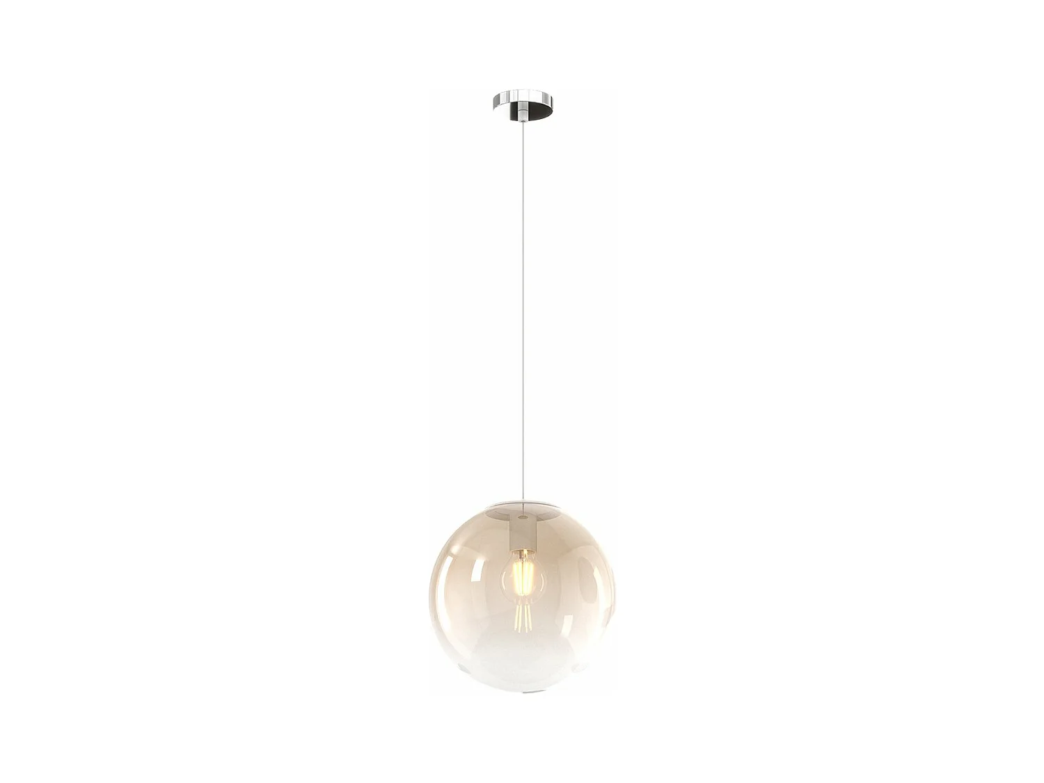Sosp. Cromo 1 Luce Vetro Medio Ambra