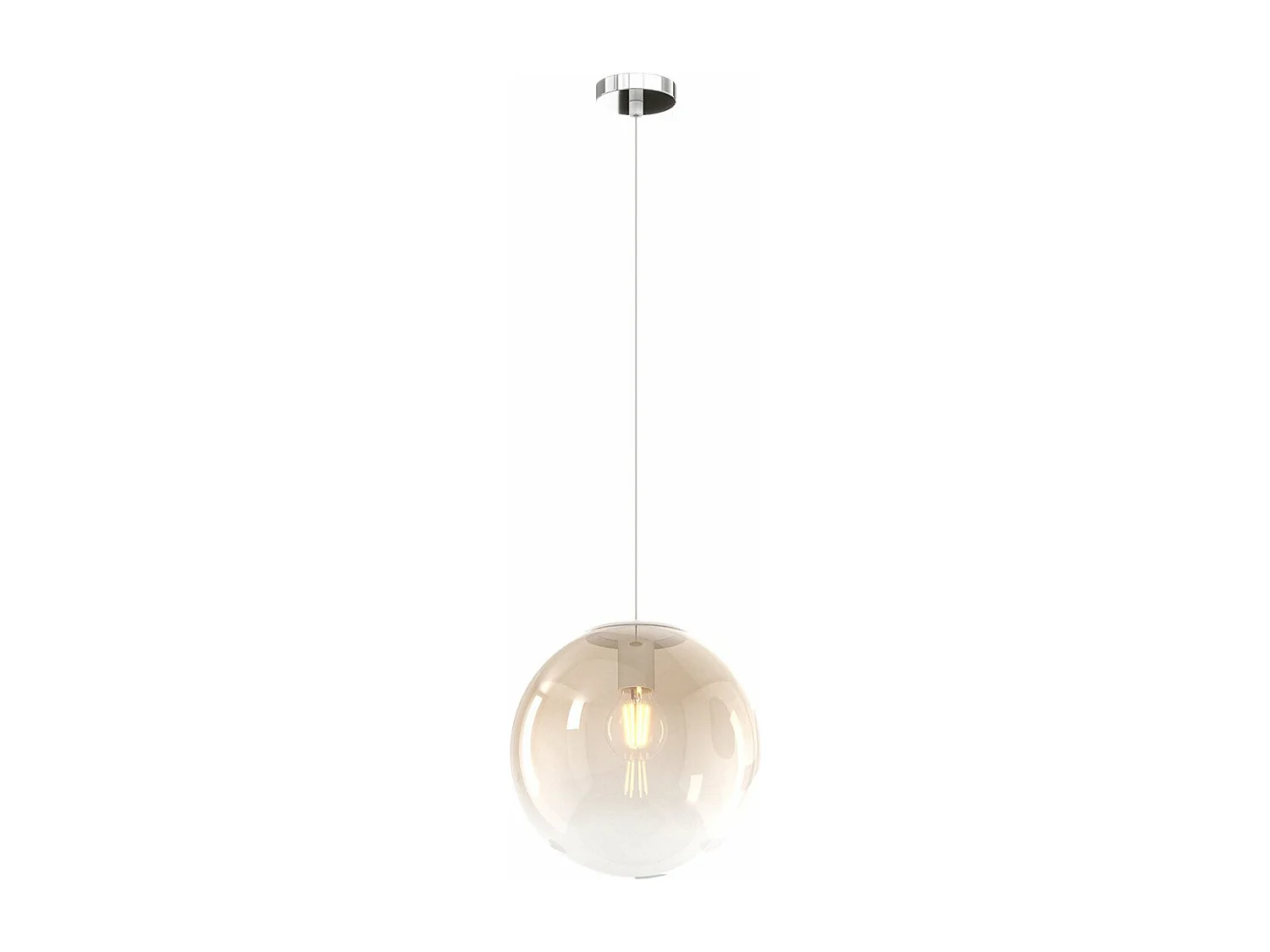 Sosp. Cromo 1 Luce Vetro Medio Ambra