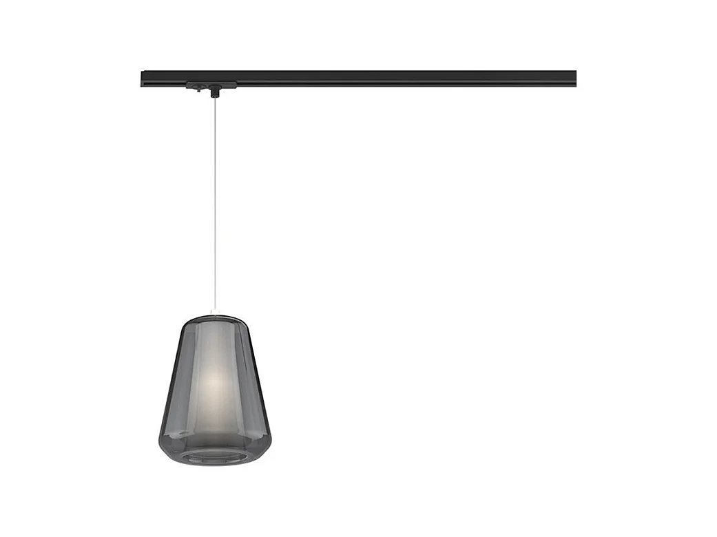 Double Skin Sosp. 1 Luce E27 Con Cavo Cm 250 Gamma Fume E Prendi Corrente Nero Per Binario Mono