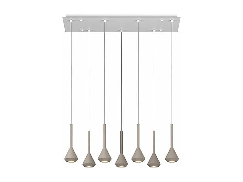 Aygo Sospensione 7 Luci Rettangolare Sabbia Con Cavo Cm.250 E Rosone Bianco