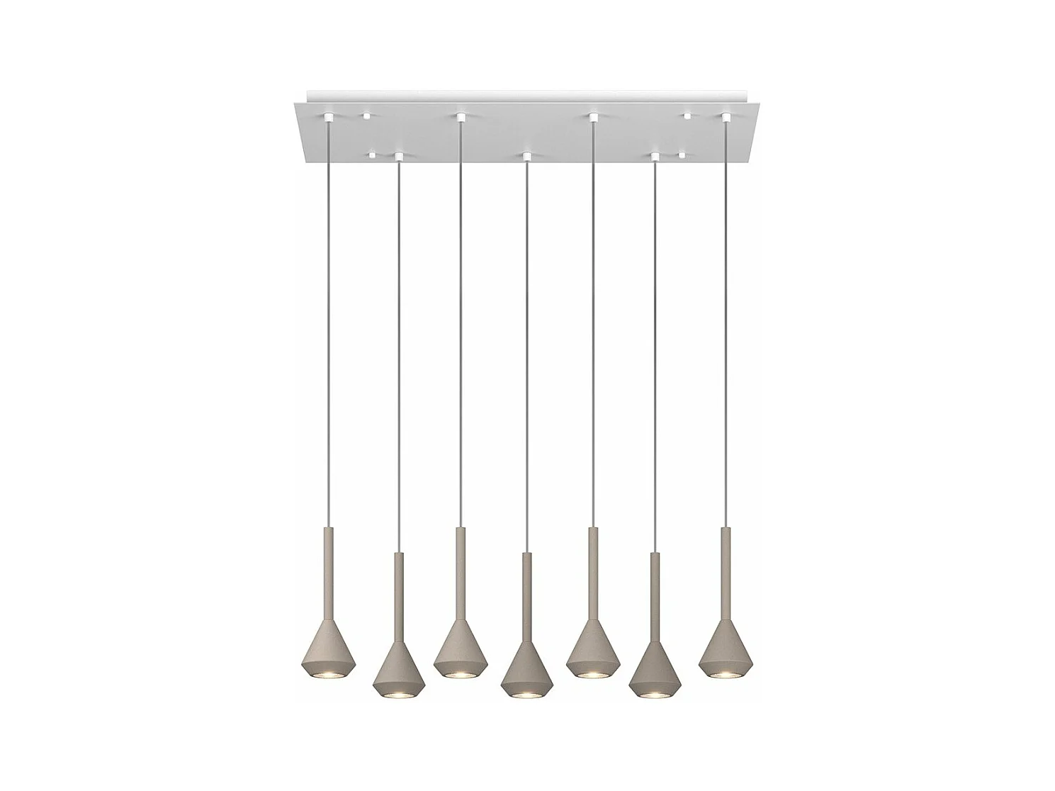 Aygo Sospensione 7 Luci Rettangolare Sabbia Con Cavo Cm.250 E Rosone Bianco