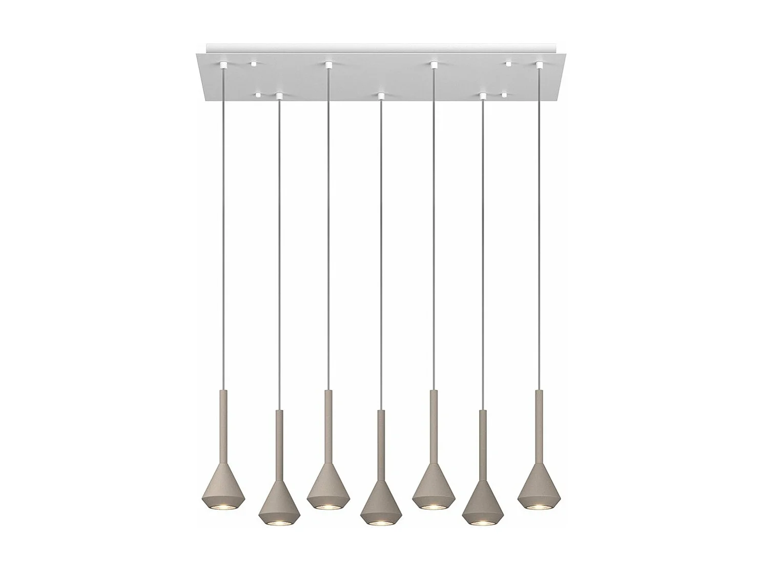 Aygo Sospensione 7 Luci Rettangolare Sabbia Con Cavo Cm.250 E Rosone Bianco