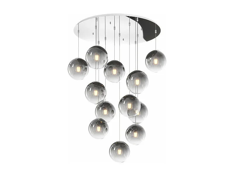 Sosp. Cromo 12 Luci Tonda Vetri Piccoli Fume'