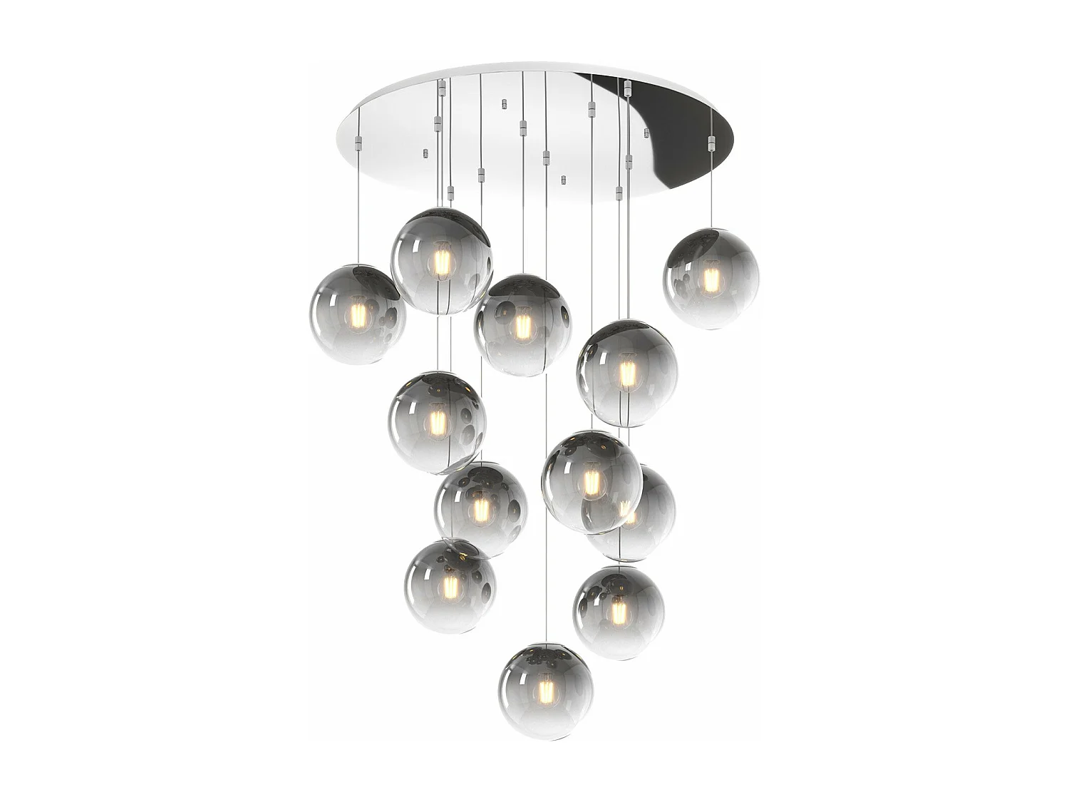 Sosp. Cromo 12 Luci Tonda Vetri Piccoli Fume'