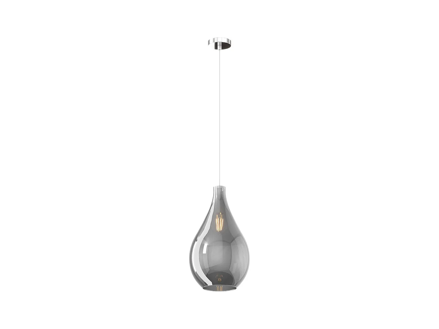 Sosp. Cromo 1 Luce Vetro Medio Fumé