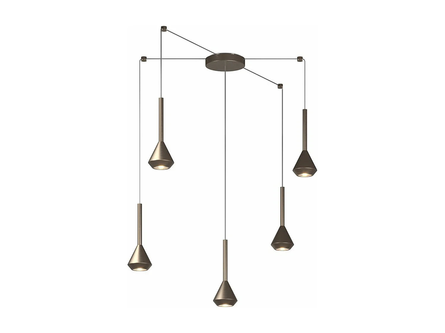 Aygo Sospensione 5 Luci Spostabile Bronzo Con Cavo Cm.250