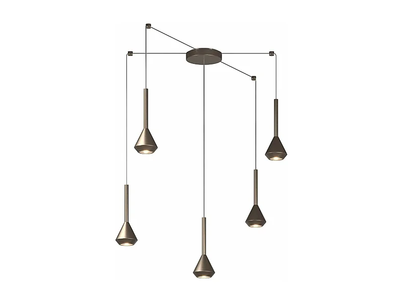 Aygo Sospensione 5 Luci Spostabile Bronzo Con Cavo Cm.250