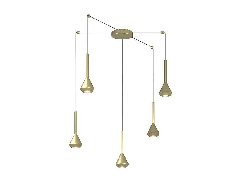 Aygo Sospensione 5 Luci Spostabile Ottone Con Cavo Cm.250