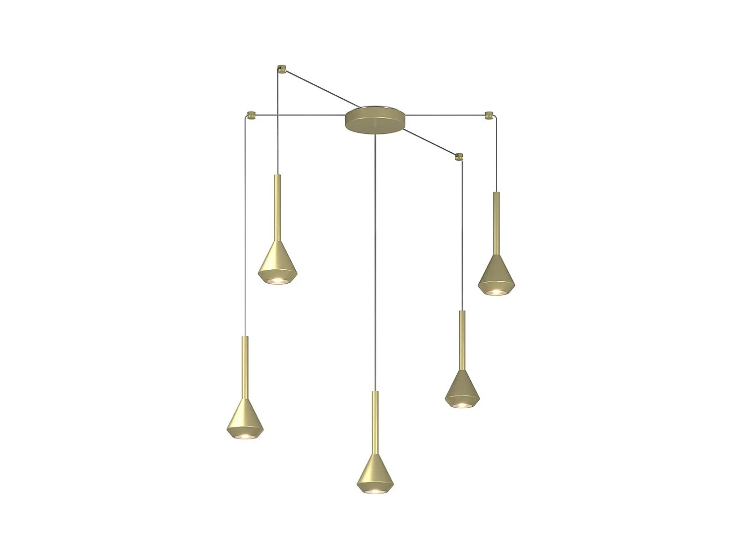 Aygo Sospensione 5 Luci Spostabile Ottone Con Cavo Cm.250