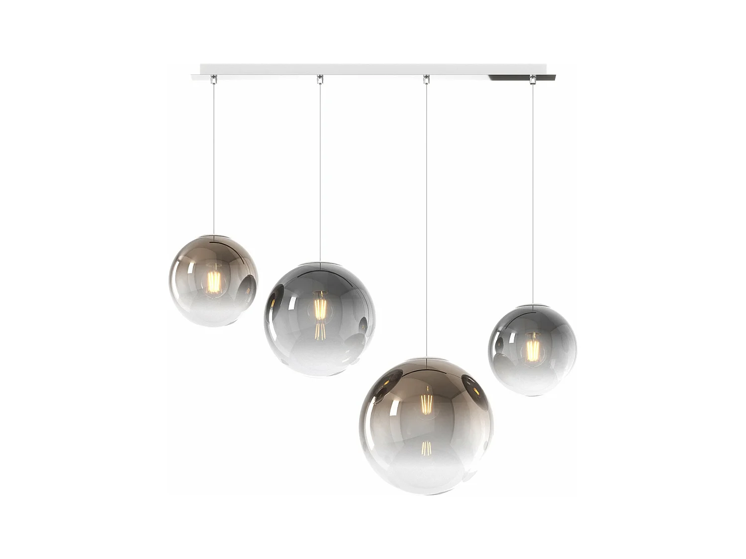 Sosp. Cromo 4 Luci Rettangolare Vetri (1 Piccolo Fu+1 Piccolo Br+1 Medio Fu+1 Grande Br)