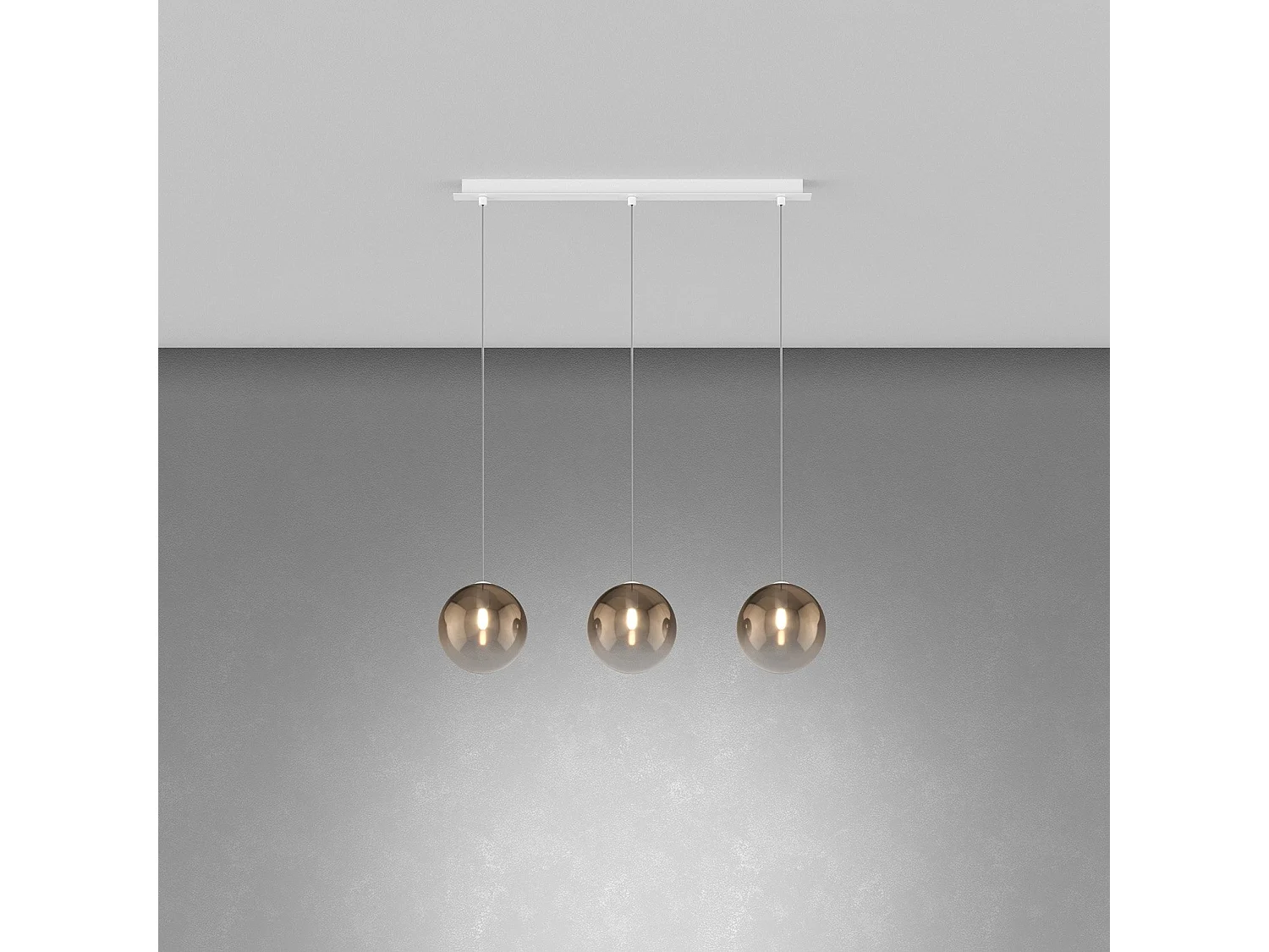 Sospensione Bianco 3 Luci Rettangolare Vetri Bronzo