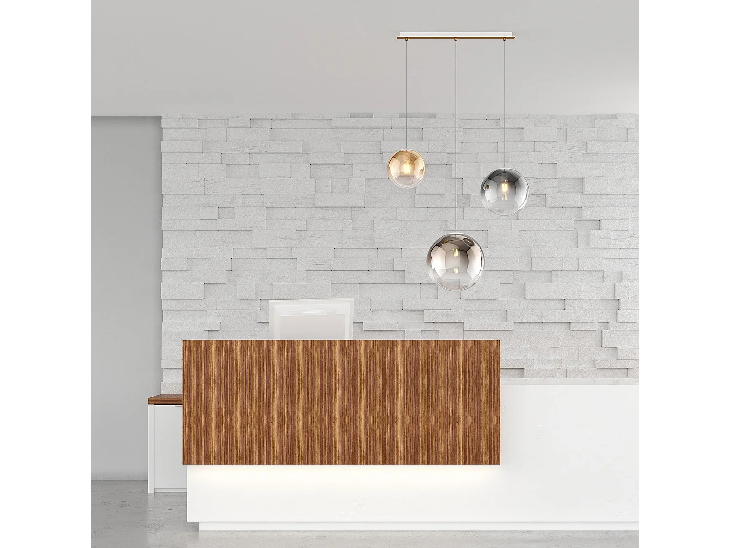 Sosp. Ottone Sat. 3 Luci Rettangolare Vetri (1 Piccolo Fume'+1 Piccolo Ambra+1 Medio Bronzo)