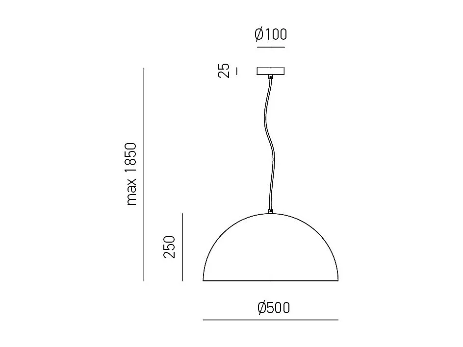Bonella - Suspension en cuivre 1XE27 max 1X60W IP20 - Plafonnier au en aluminium - Douille E27