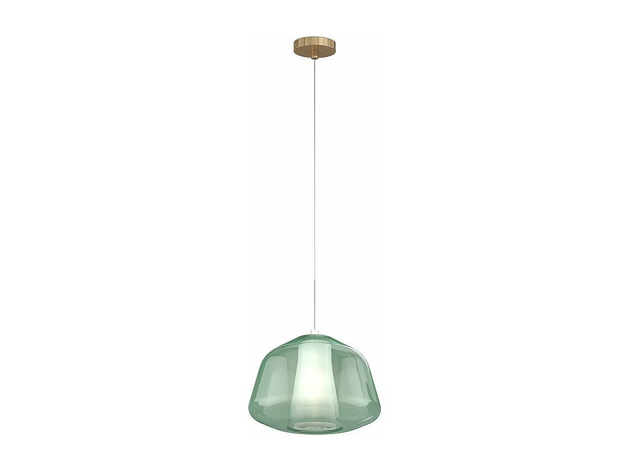 Sospensione Ottone Sat. 1 Luce Vetro Alpha Verde