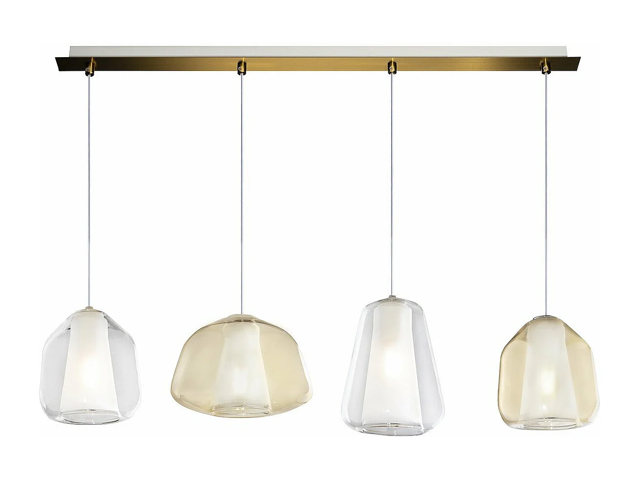 Sospensione Ottone Sat. 4 Luci Rettangolare Alpha Am + Beta Tr + Beta Am + Gamma Tr