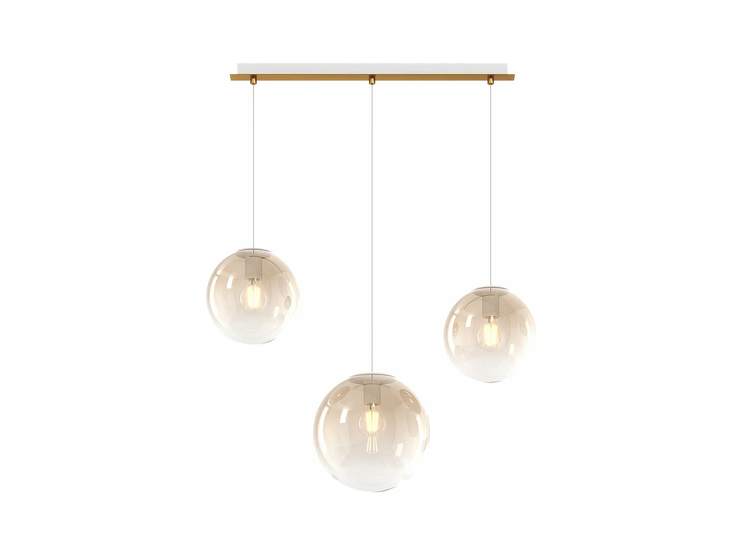 Sosp. Ottone Sat. 3 Luci Rettangolare Vetri (2 Piccoli +1 Medio) Tutti Ambra