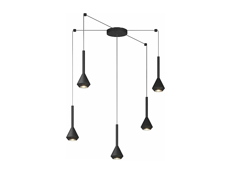 Aygo Sospensione 5 Luci Spostabile Nero Con Cavo Cm.250