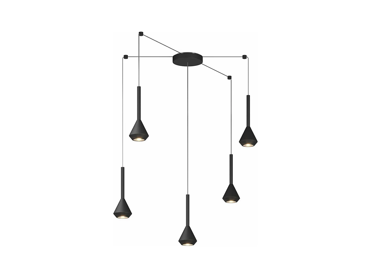 Aygo Sospensione 5 Luci Spostabile Nero Con Cavo Cm.250