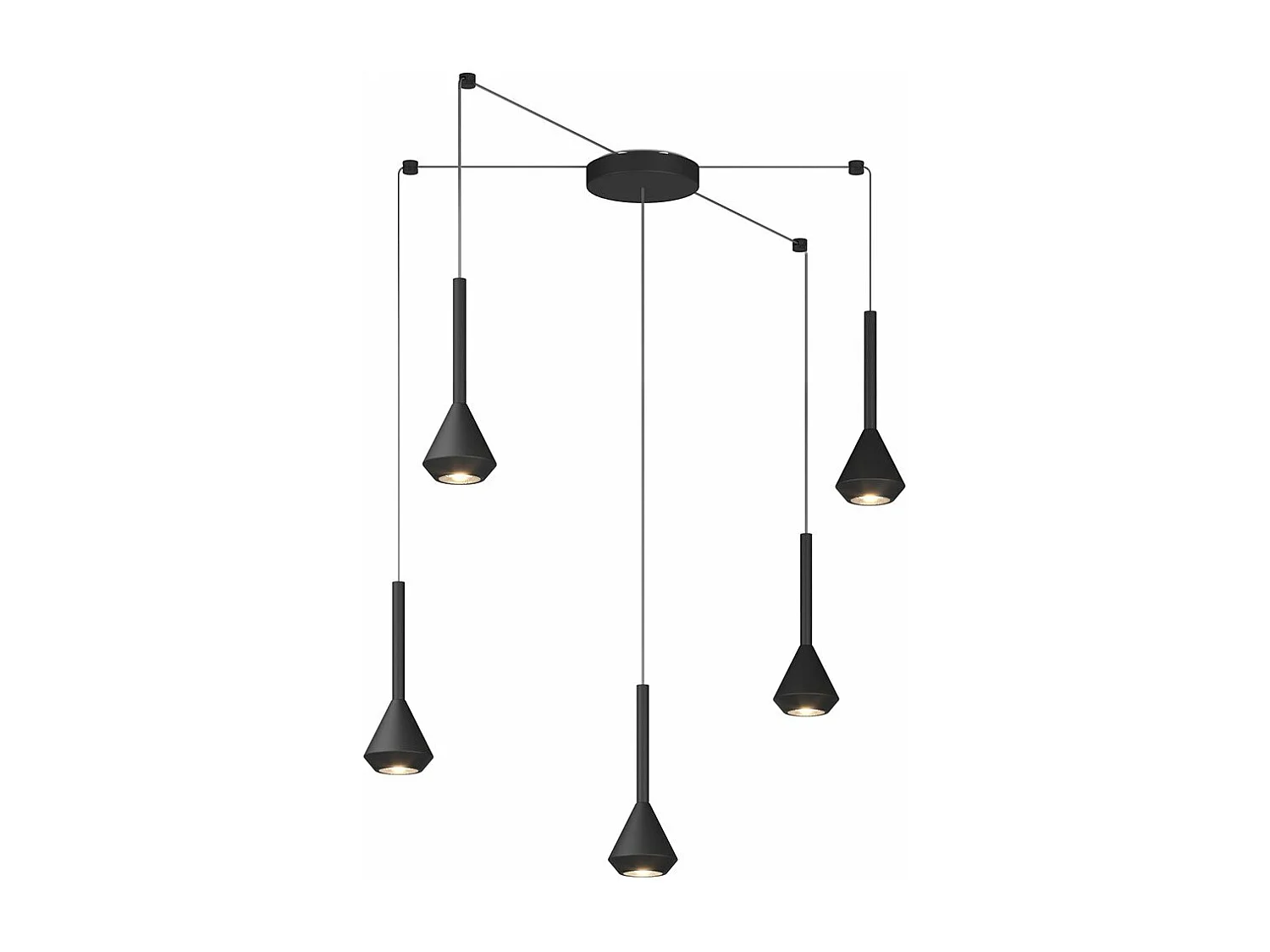 Aygo Sospensione 5 Luci Spostabile Nero Con Cavo Cm.250