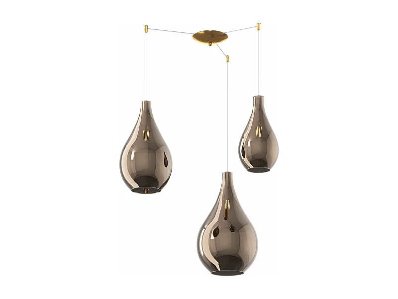 Sosp. Ottone Sat. 3 Luci Spostabile Vetri (1 Piccolo+1 Medio+1 Grande) Tutti Bronzo