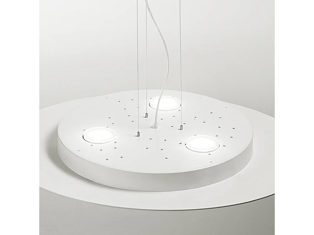 Luminária pendente LED redonda Luna em metal cinza pomba 72,5x60cm, 10 luzes GX53 max 10x8W, dupla emissão, IP20, lâmpadas excluídas