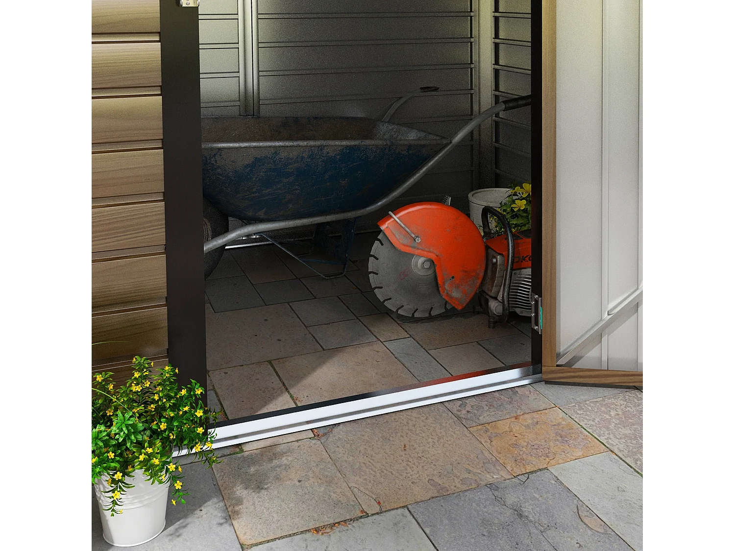 Abrigo de Jardim Casetta Rovere em Aço Galvanizado com Efeito Carvalho - 2,25 m² e Ventilação Eficiente