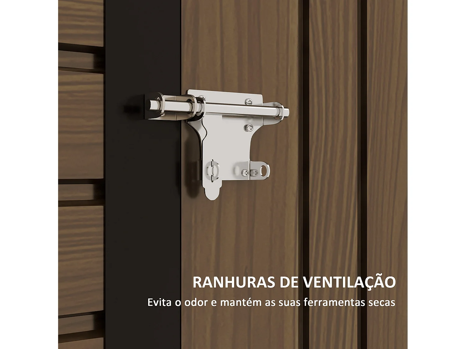 Abrigo de Jardim Casetta Rovere em Aço Galvanizado com Efeito Carvalho - 2,25 m² e Ventilação Eficiente