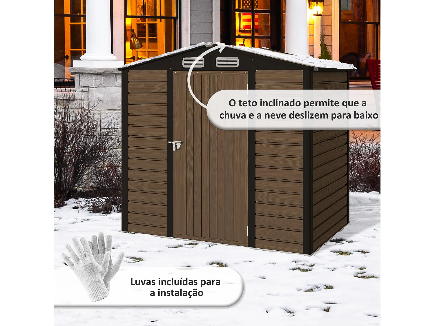 Abrigo de Jardim Casetta Rovere em Aço Galvanizado com Efeito Carvalho - 2,25 m² e Ventilação Eficiente