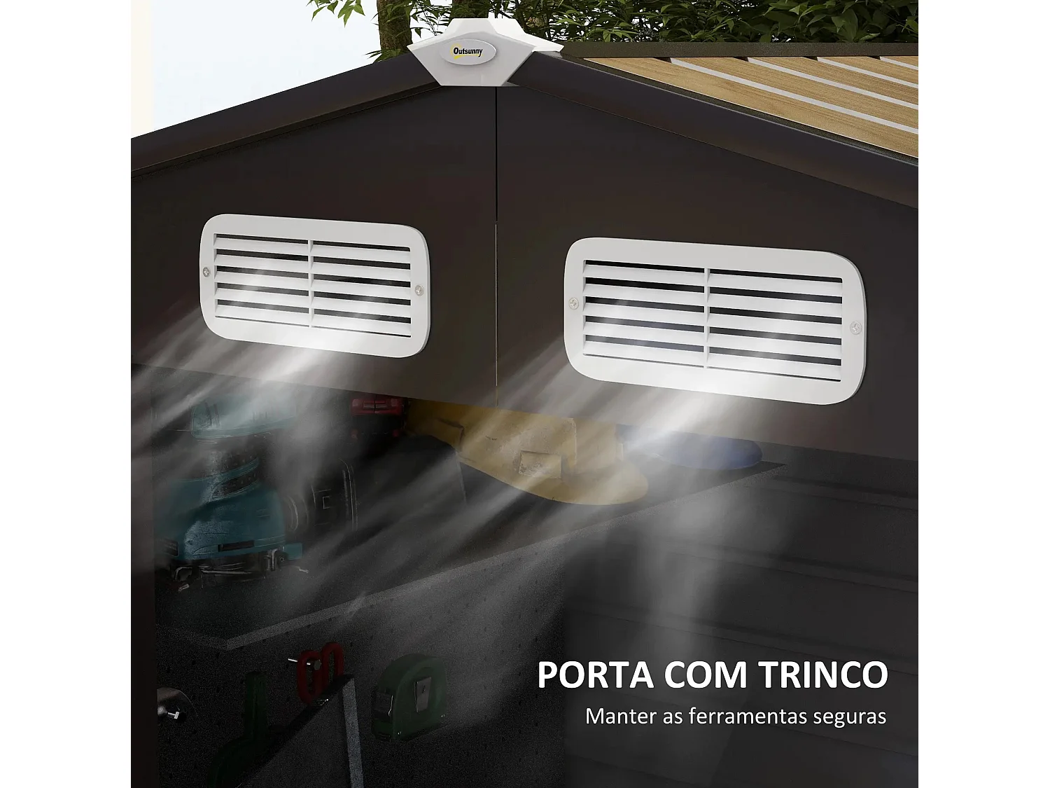 Abrigo de Jardim Casetta Rovere em Aço Galvanizado com Efeito Carvalho - 2,25 m² e Ventilação Eficiente