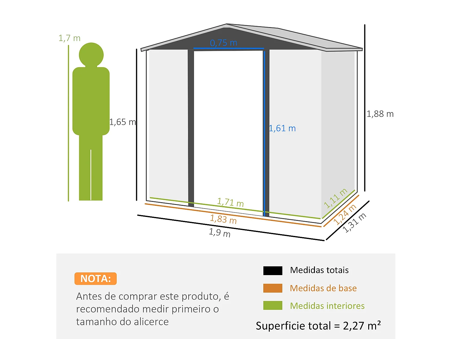 Abrigo de Jardim Casetta Rovere em Aço Galvanizado com Efeito Carvalho - 2,25 m² e Ventilação Eficiente