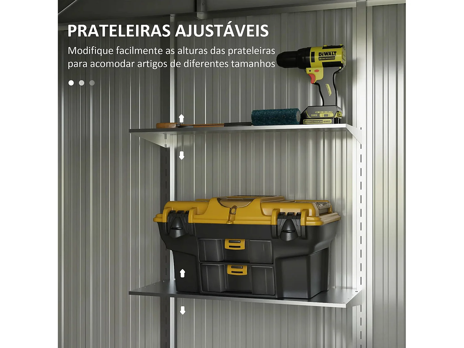 Abrigo de Jardim Metálico Modello Scala – Prateleiras Ajustáveis e Ventilação – Ideal para Armazenamento Externo