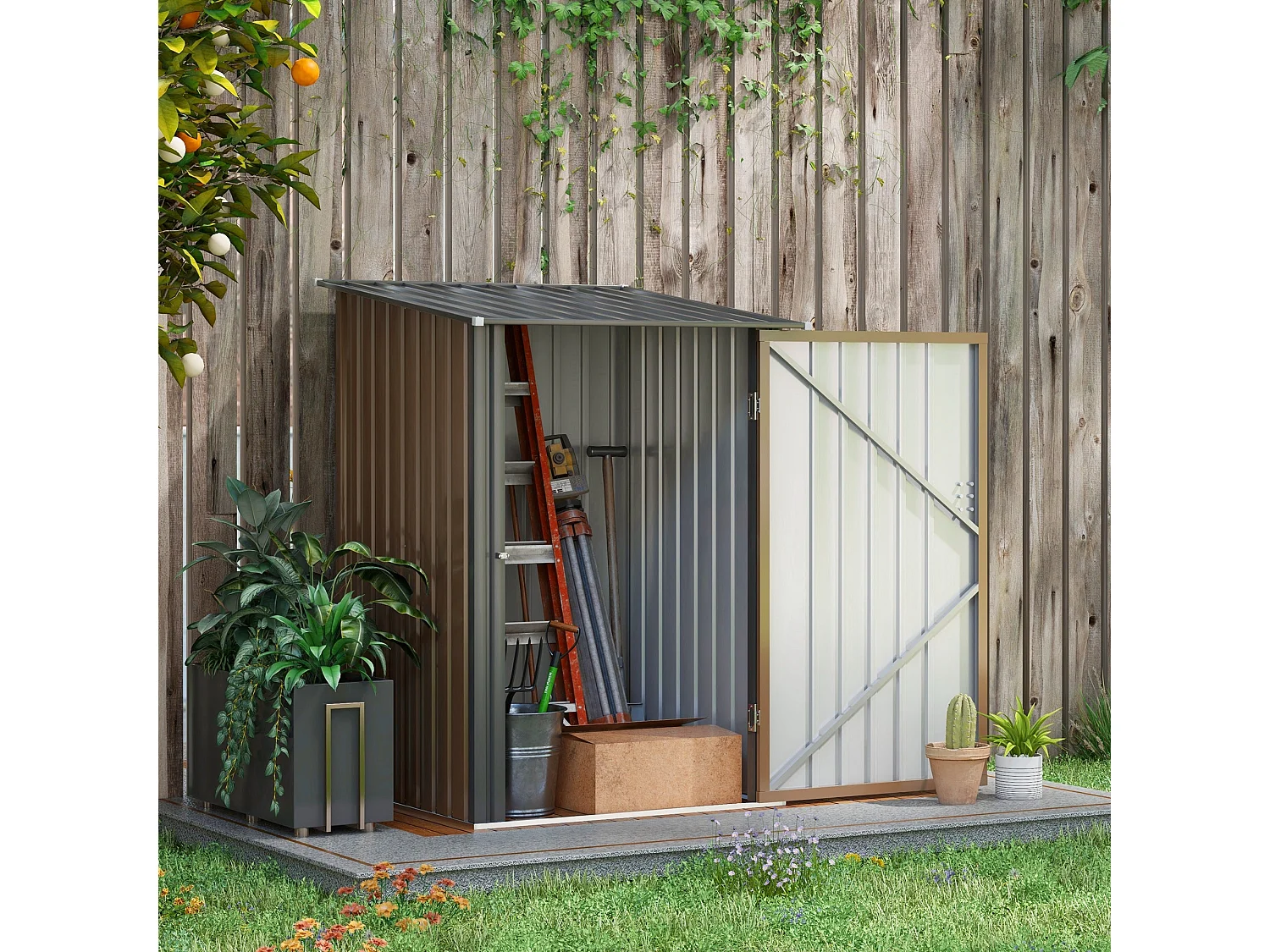 Abrigo de Jardim em Aço Galvanizado Modello Terra para Armazenamento Externo Seguro e Eficiente