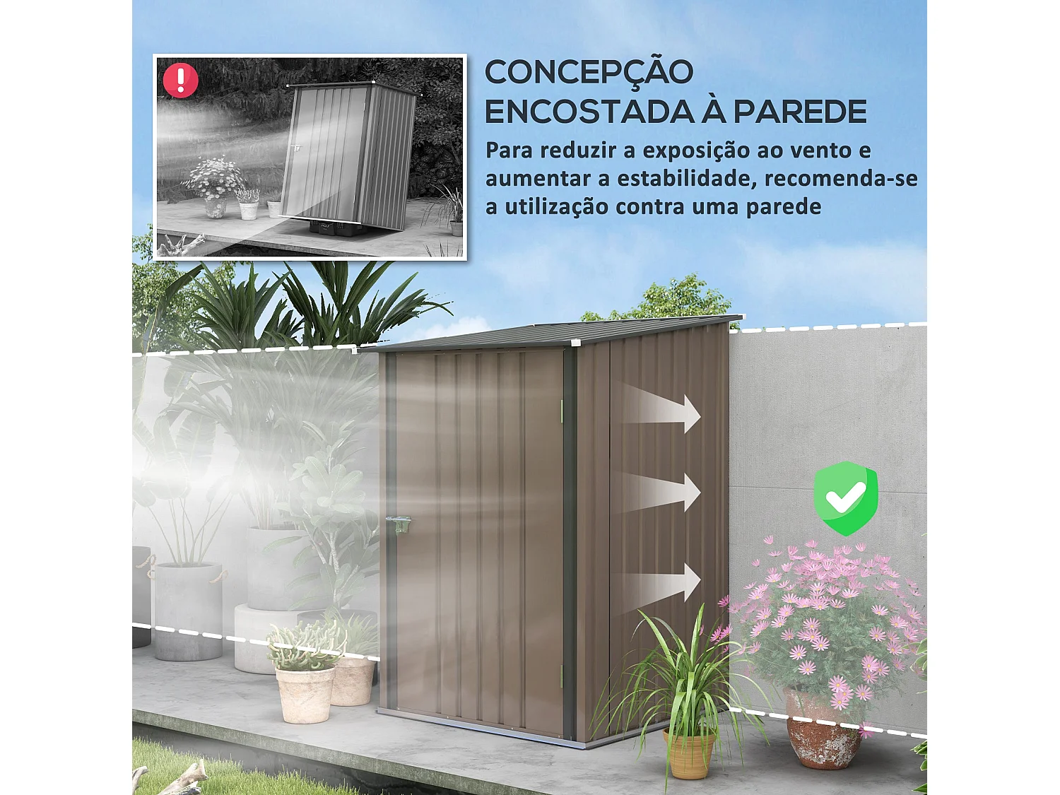 Abrigo de Jardim em Aço Galvanizado Modello Terra para Armazenamento Externo Seguro e Eficiente