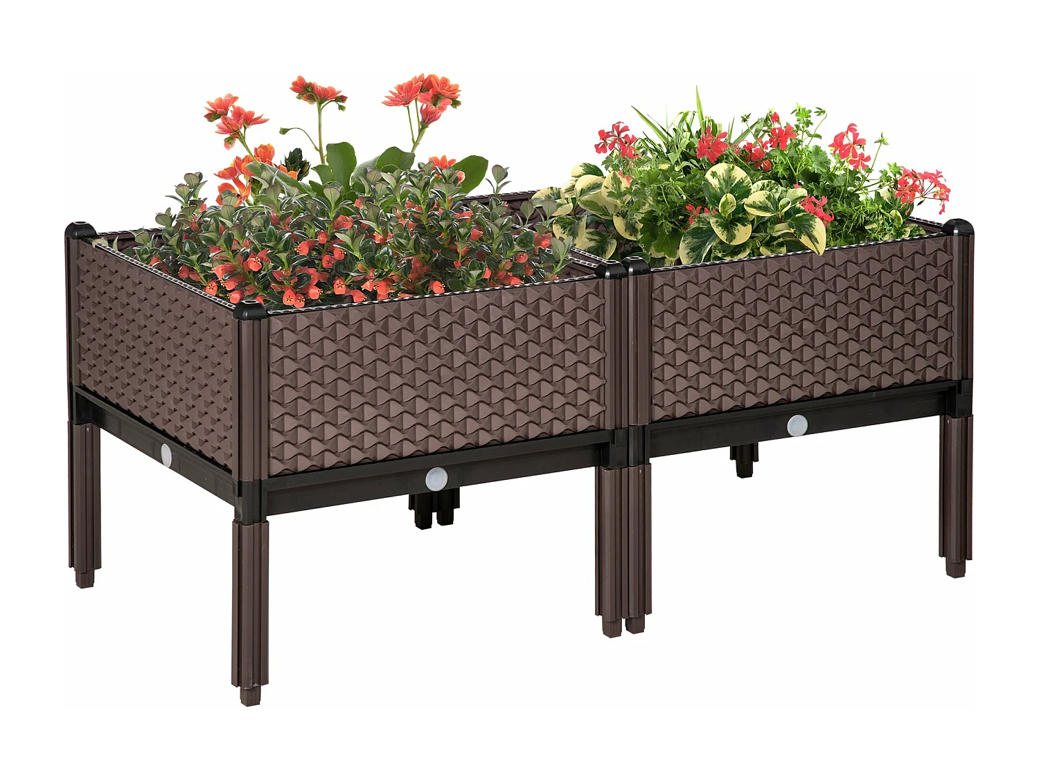 Conjunto de Floreiras Elevadas para Jardim - 2 Peças 50x50x46,5 cm Marrom