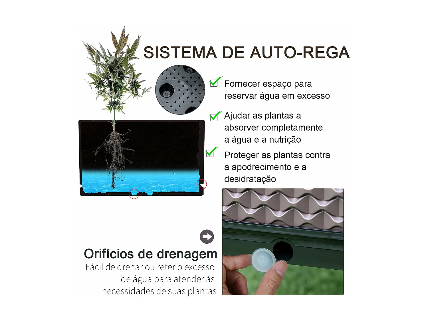 Conjunto de Floreiras Elevadas para Jardim - 2 Peças 50x50x46,5 cm Marrom