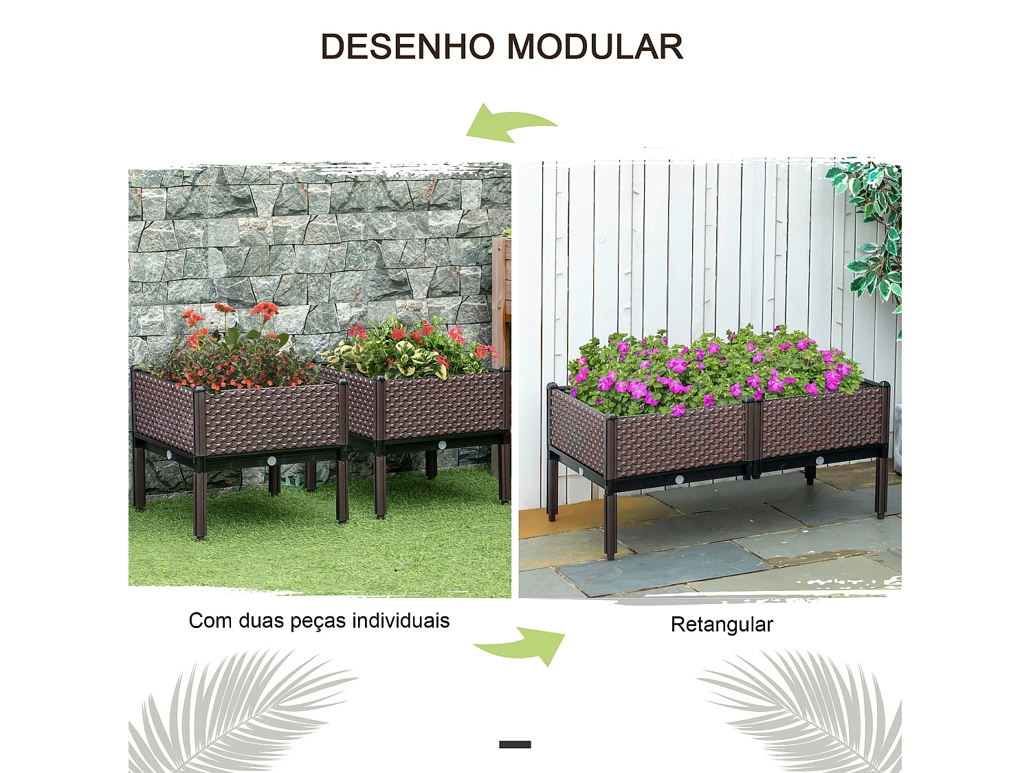 Conjunto de Floreiras Elevadas para Jardim - 2 Peças 50x50x46,5 cm Marrom
