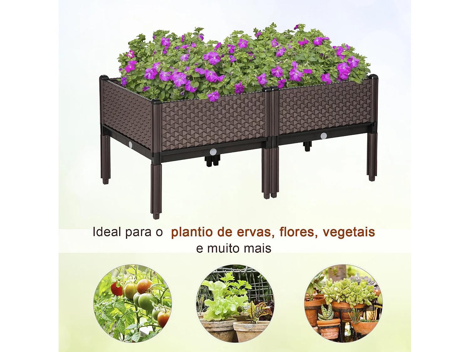 Conjunto de Floreiras Elevadas para Jardim - 2 Peças 50x50x46,5 cm Marrom