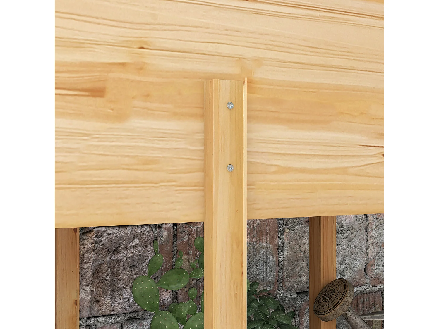 Mesa de Cultivo Elevada de Madeira 115x55x80 cm com Tecido para Plantas e Flores