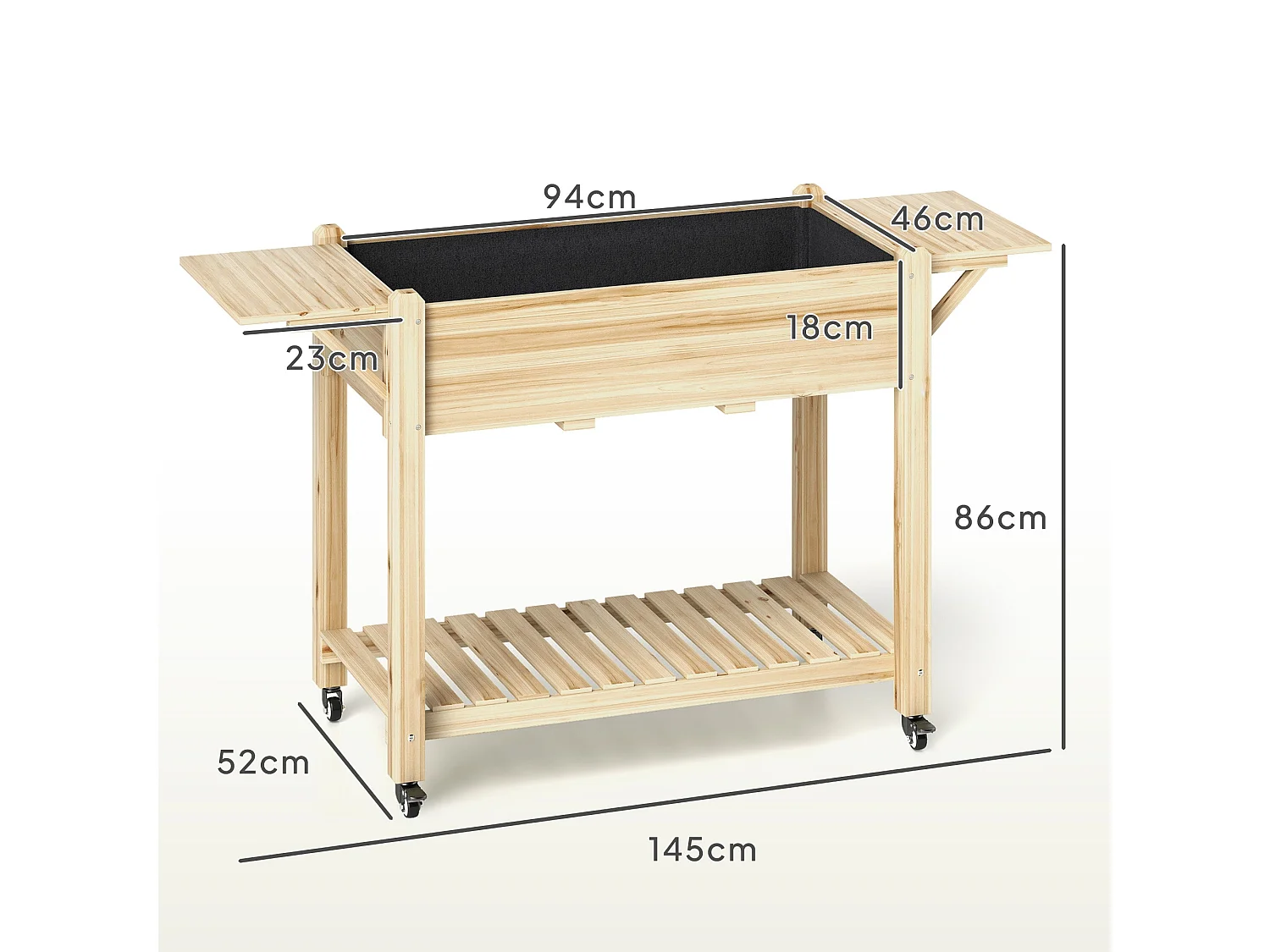 Floreira de Madeira Coimbra com Rodas – Ideal para Cultivo de Flores e Vegetais em Jardins e Varandas