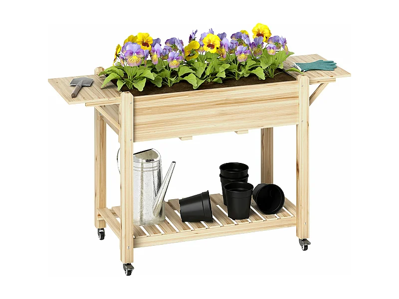 Floreira de Madeira Coimbra com Rodas – Ideal para Cultivo de Flores e Vegetais em Jardins e Varandas